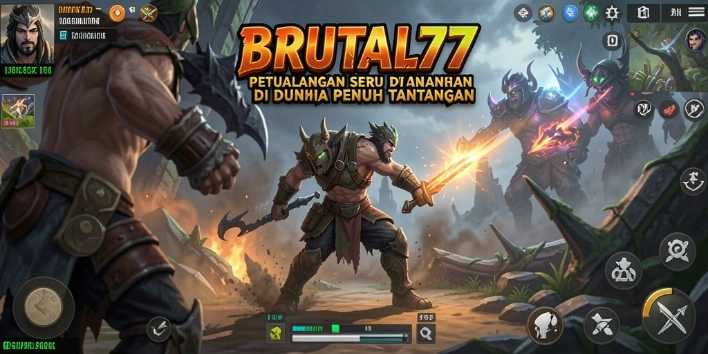 Screenshot gameplay BRUTAL77 menampilkan petualangan mendebarkan di dunia terbuka.