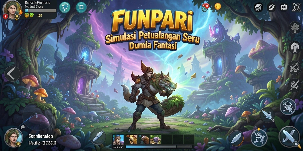 Tampilan gameplay seru di dunia fantasi FUNPARI yang memikat.
