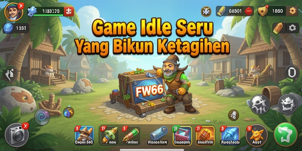 Screenshot gameplay FW66 menampilkan karakter yang berkembang di dunia Idle.