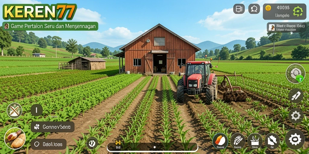 Tampilan gameplay KEREN77 yang menampilkan aksi bertani menarik.