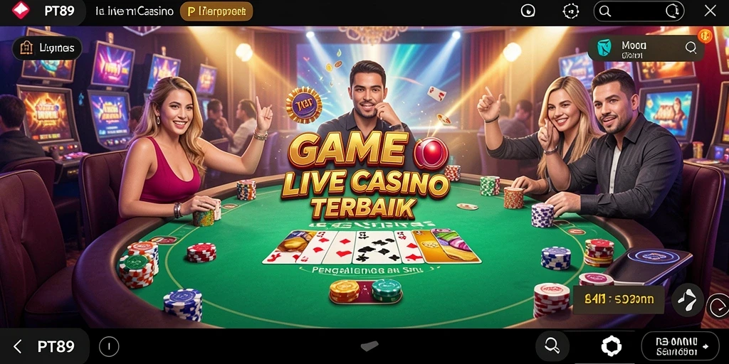 Screenshot PT89 menampilkan gameplay Live Casino yang mendebarkan.
