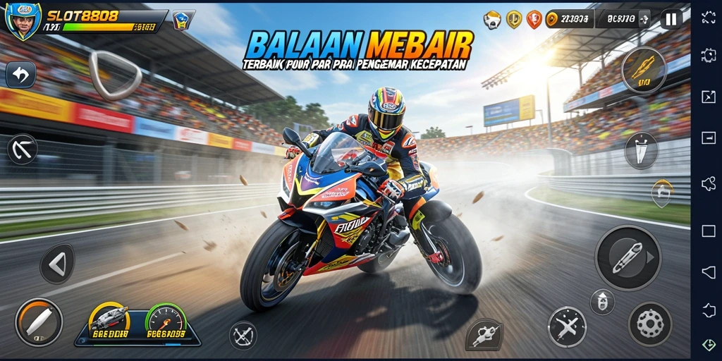 Gameplay SLOT8808 yang mendebarkan saat balapan motor.